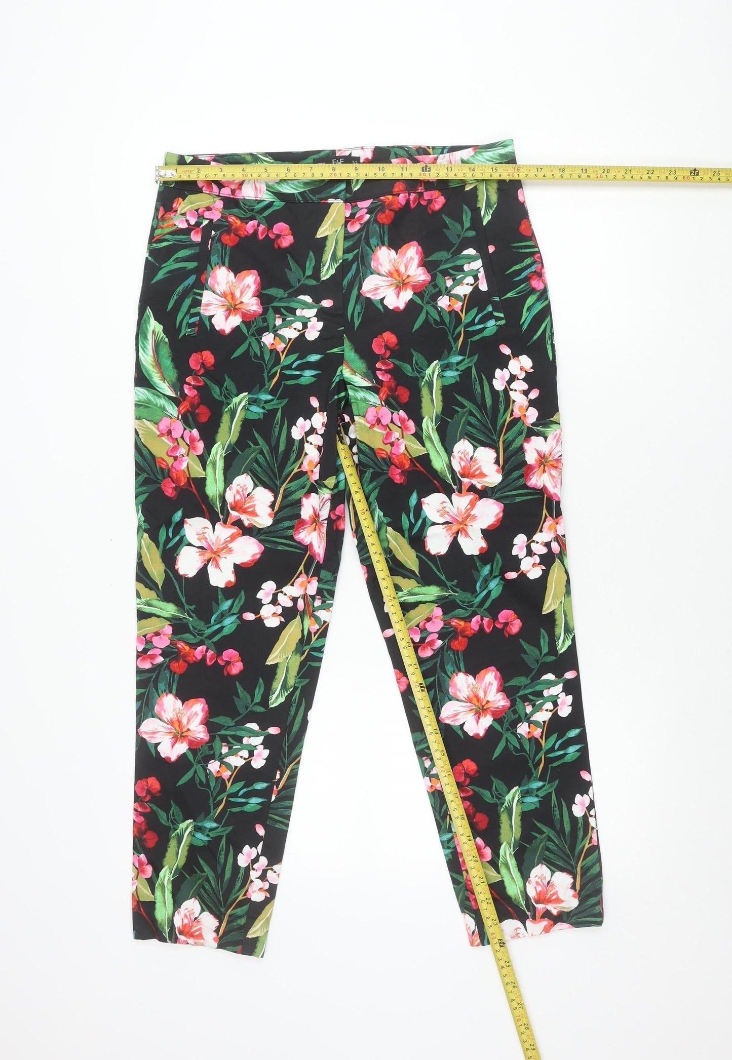 F&F Womens Multicoloured Floral Skinny Leggings Size 12