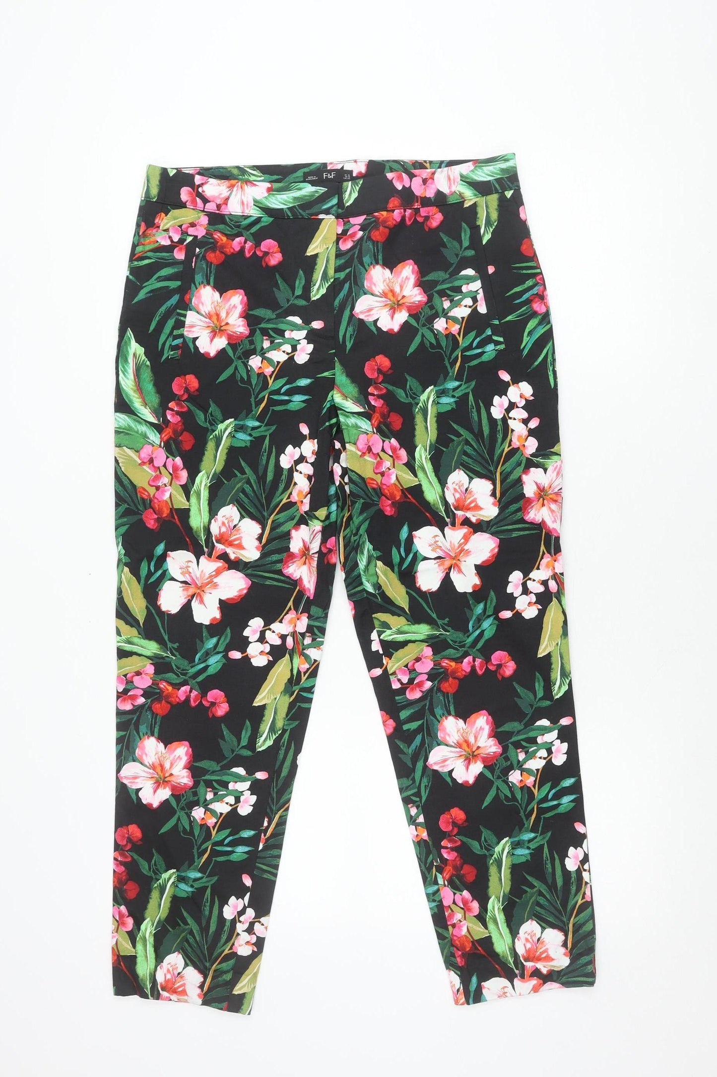 F&F Womens Multicoloured Floral Skinny Leggings Size 12
