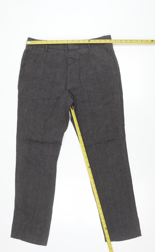 AllSaints Men’s Grey Linen Dress Pants Trousers Size 32 Slim Fit