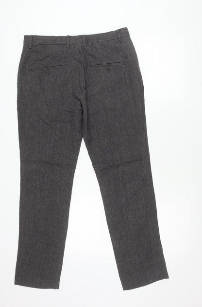AllSaints Men’s Grey Linen Dress Pants Trousers Size 32 Slim Fit