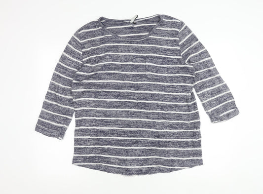 Intuition Women’s Blue Striped Pullover Jumper Size 14/16 3/4 Sleeve