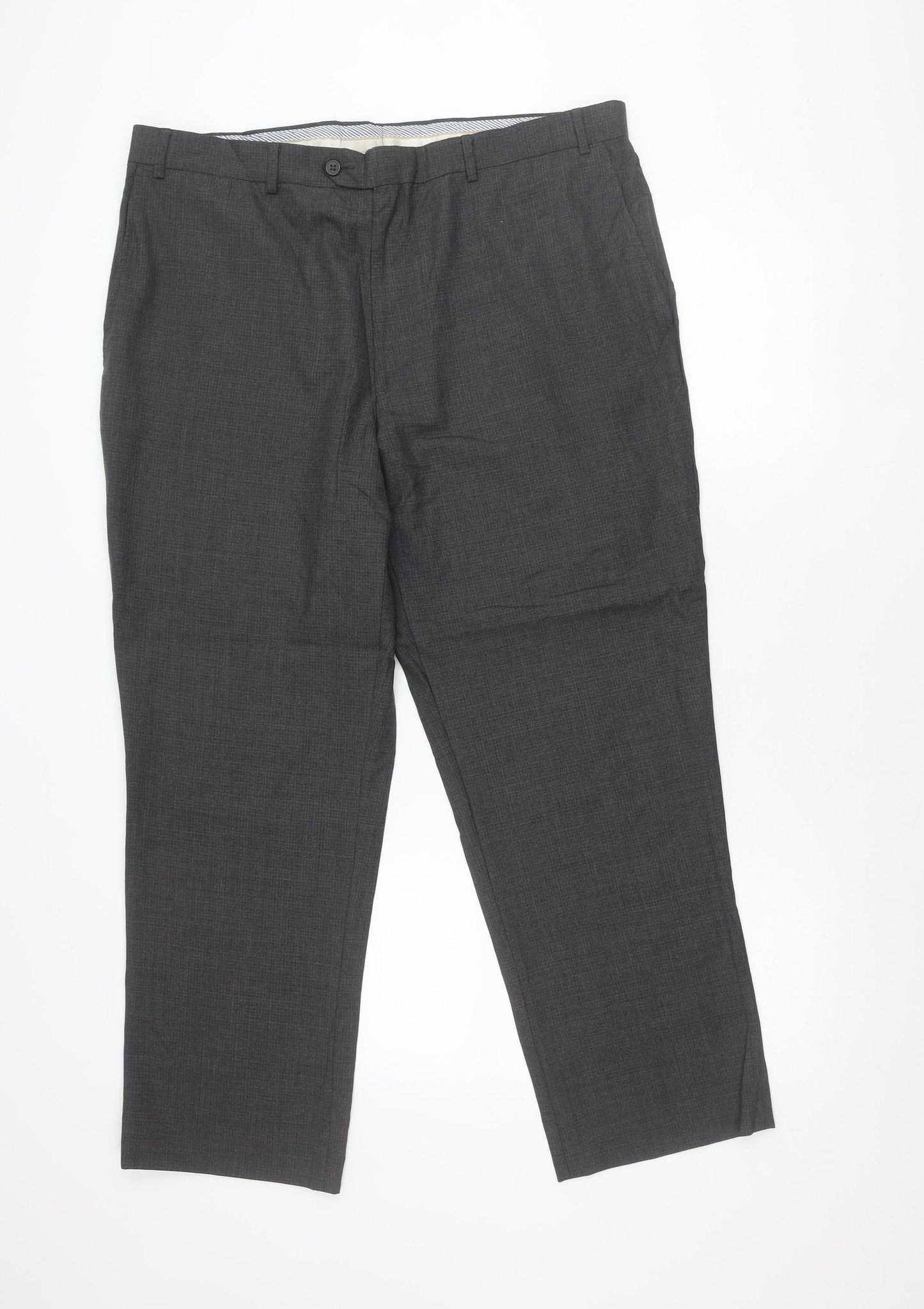 Kirkland Signature Men’s Grey Wool Dress Trousers 38W 29L Classic Fit