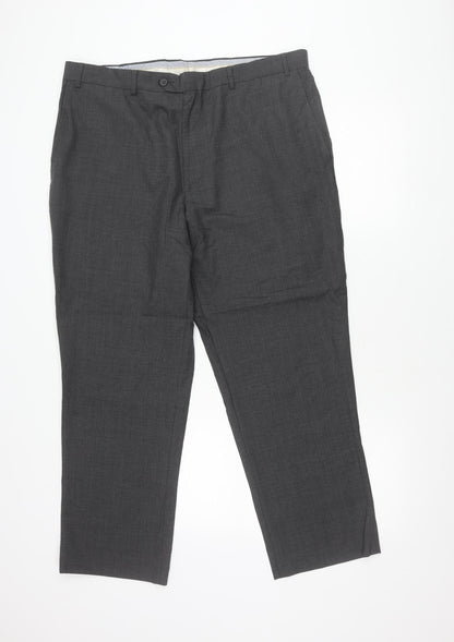 Kirkland Signature Men’s Grey Wool Dress Trousers 38W 29L Classic Fit