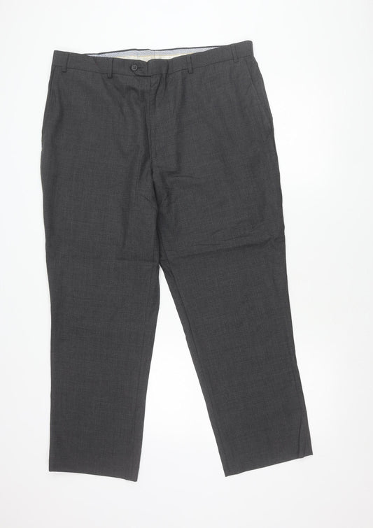 Kirkland Signature Men’s Grey Wool Dress Trousers 38W 29L Classic Fit