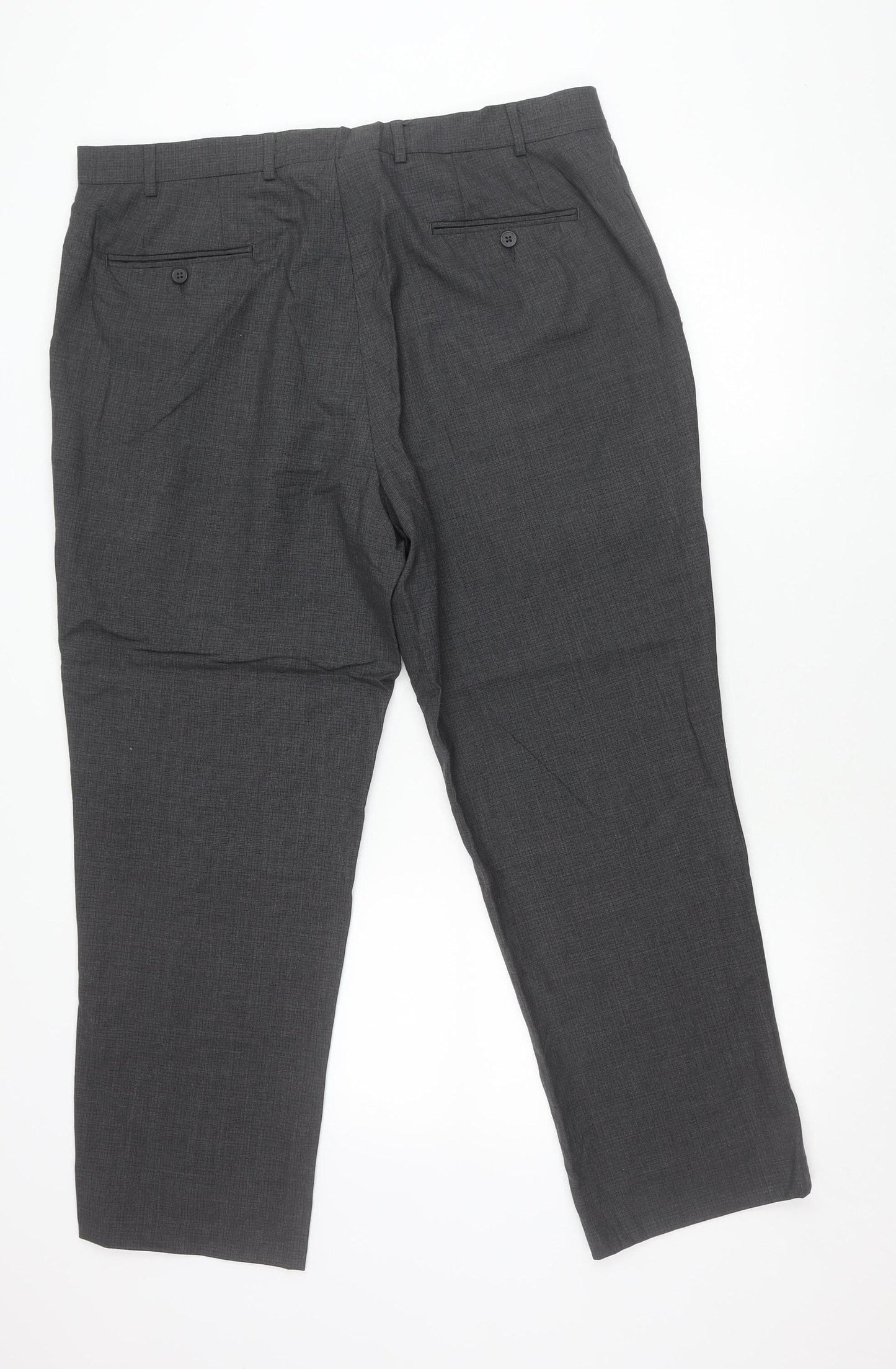 Kirkland Signature Men’s Grey Wool Dress Trousers 38W 29L Classic Fit