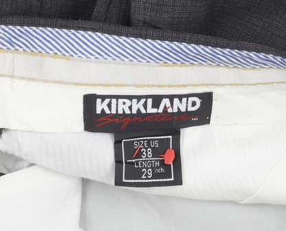 Kirkland Signature Men’s Grey Wool Dress Trousers 38W 29L Classic Fit