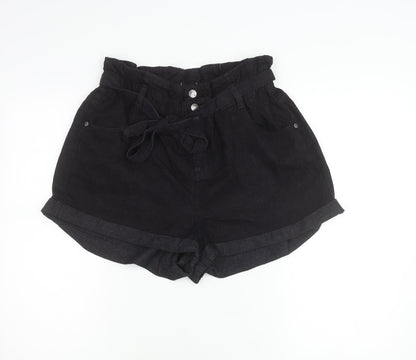 Cotton On Womens Black Paperbag Shorts Size 14 High Rise