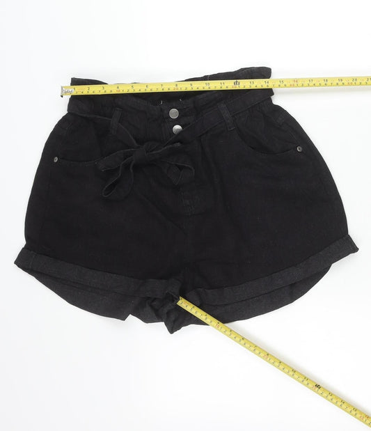 Cotton On Womens Black Paperbag Shorts Size 14 High Rise