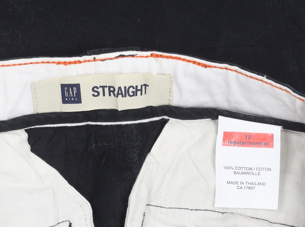 GAP Boys Black Chino Trousers Age 12 Years Straight Leg Cotton