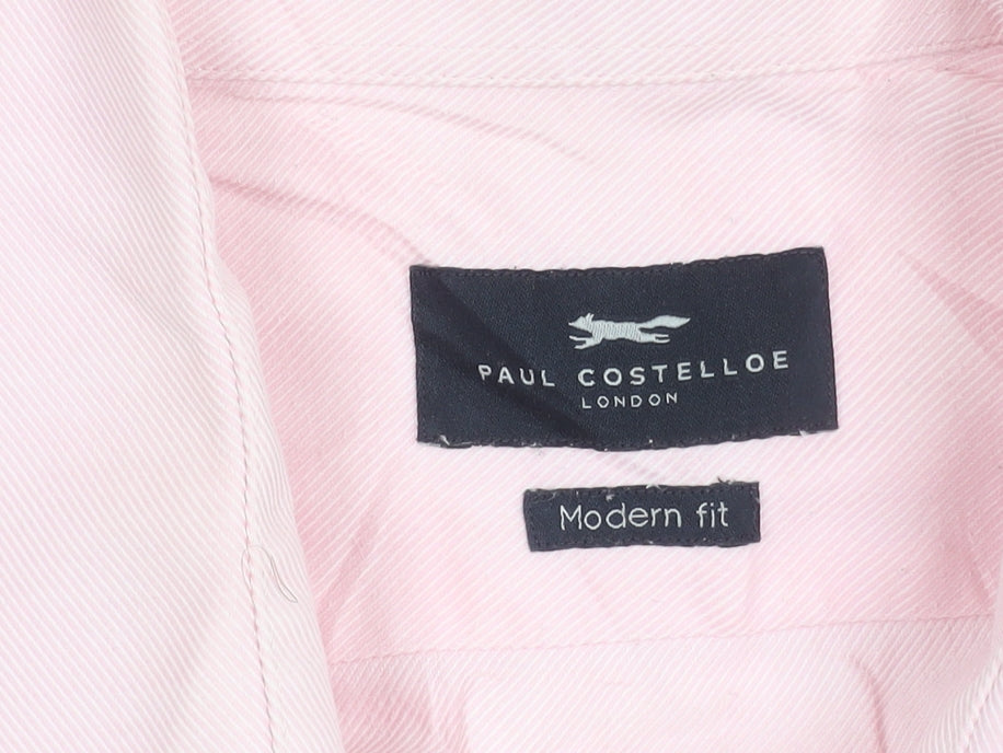 Paul Costelloe Men’s Pink 16.5 Classic Fit Cotton Shirt