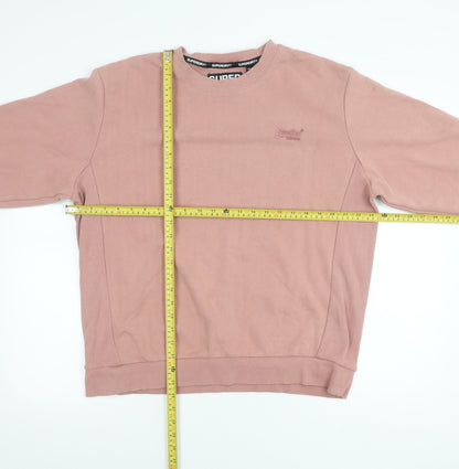 Superdry Men’s Pink Pullover Sweatshirt M Crew Neck Long Sleeve Logo