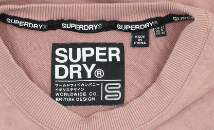 Superdry Men’s Pink Pullover Sweatshirt M Crew Neck Long Sleeve Logo