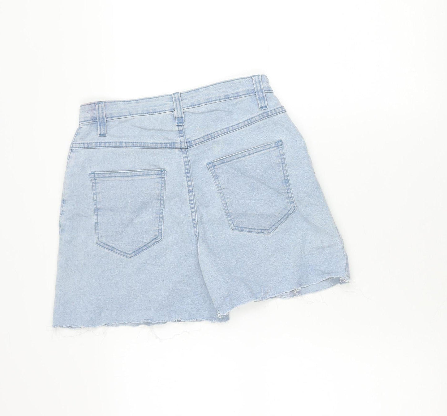 PrettyLittleThing Womens Blue Cut-Off Denim Shorts Size 10