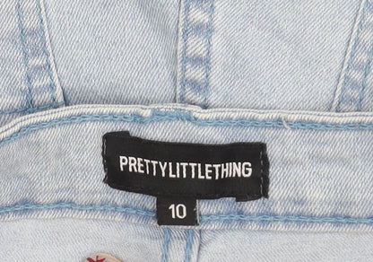 PrettyLittleThing Womens Blue Cut-Off Denim Shorts Size 10