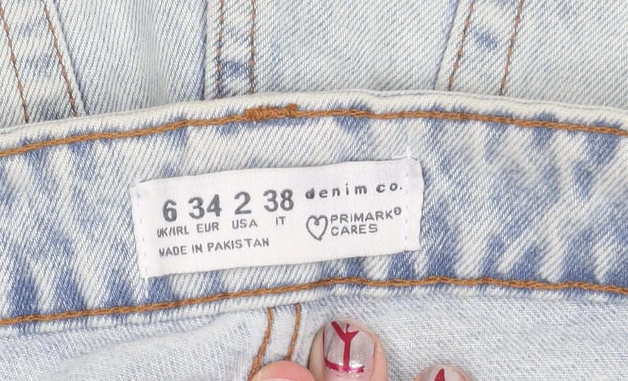 Primark Women’s Blue Denim Cut-Off Shorts Size 6 High Rise