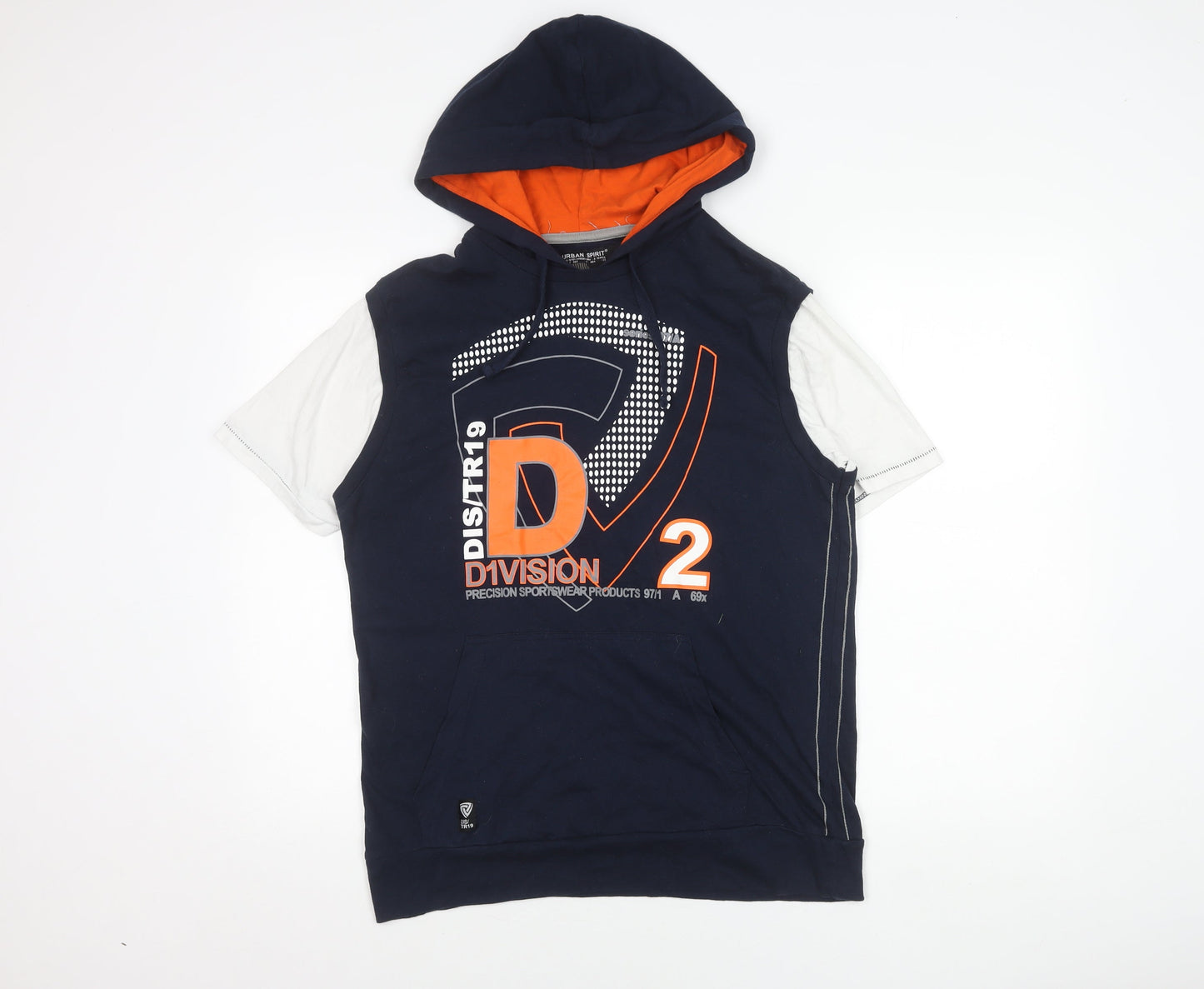 Urban Spirit Men's Blue Graphic Sleeveless Pullover Hoodie M