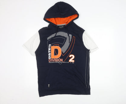 Urban Spirit Men's Blue Graphic Sleeveless Pullover Hoodie M
