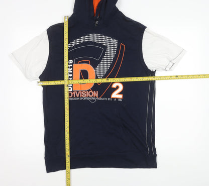 Urban Spirit Men's Blue Graphic Sleeveless Pullover Hoodie M