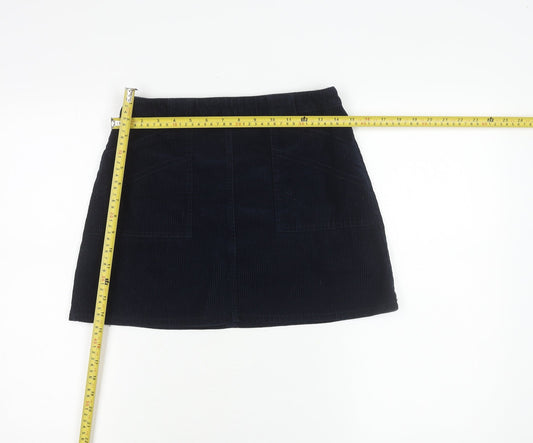 BDG Women's Blue Corduroy Mini Skirt Size S Zip Pockets