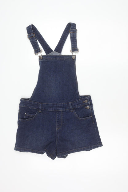 New Look Women’s Blue Denim Dungaree Shorts UK 10 Adjustable Straps