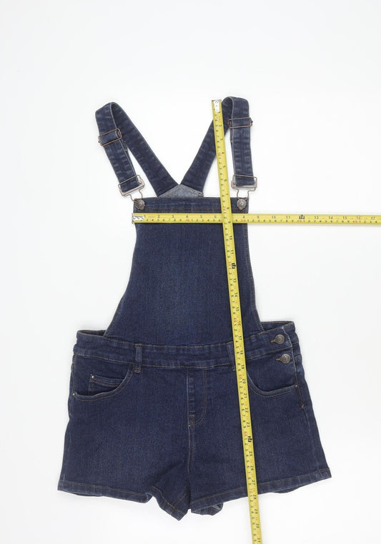 New Look Women’s Blue Denim Dungaree Shorts UK 10 Adjustable Straps