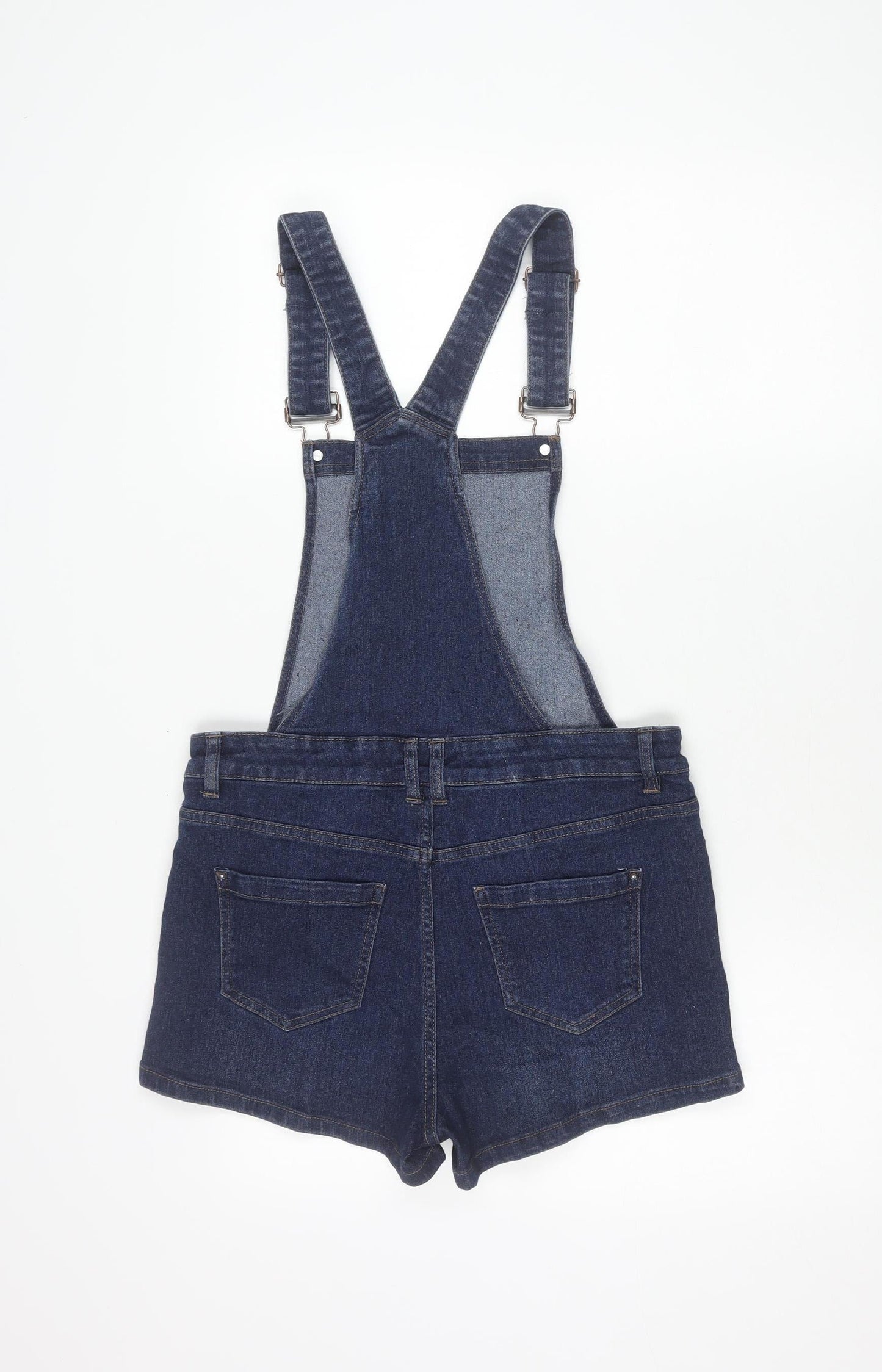 New Look Women’s Blue Denim Dungaree Shorts UK 10 Adjustable Straps