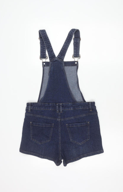 New Look Women’s Blue Denim Dungaree Shorts UK 10 Adjustable Straps
