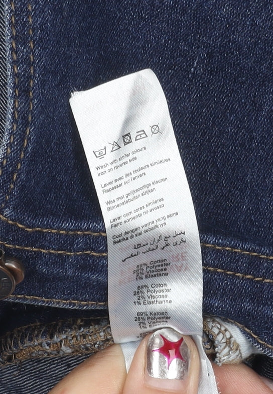 New Look Women’s Blue Denim Dungaree Shorts UK 10 Adjustable Straps