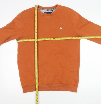 Spitalfields Men’s Orange Crew Neck Sweatshirt M Cotton Blend