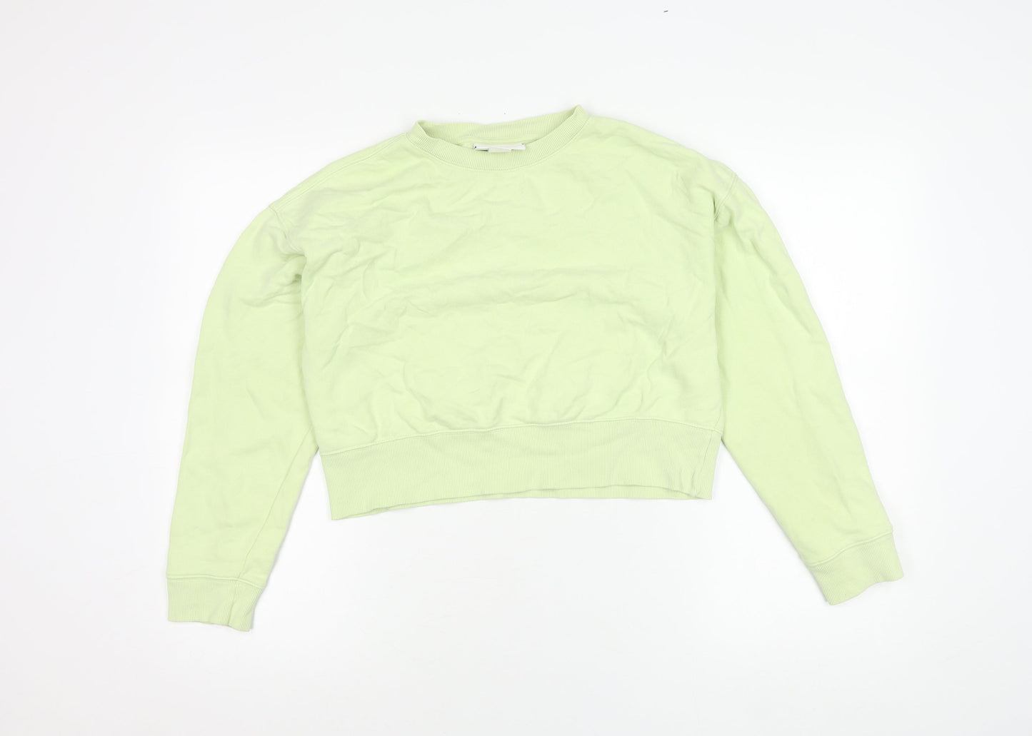 Monki Womens Green XS Sweatshirt Crew Neck Cotton Casual
