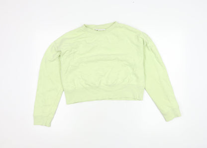 Monki Womens Green XS Sweatshirt Crew Neck Cotton Casual