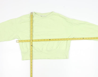 Monki Womens Green XS Sweatshirt Crew Neck Cotton Casual