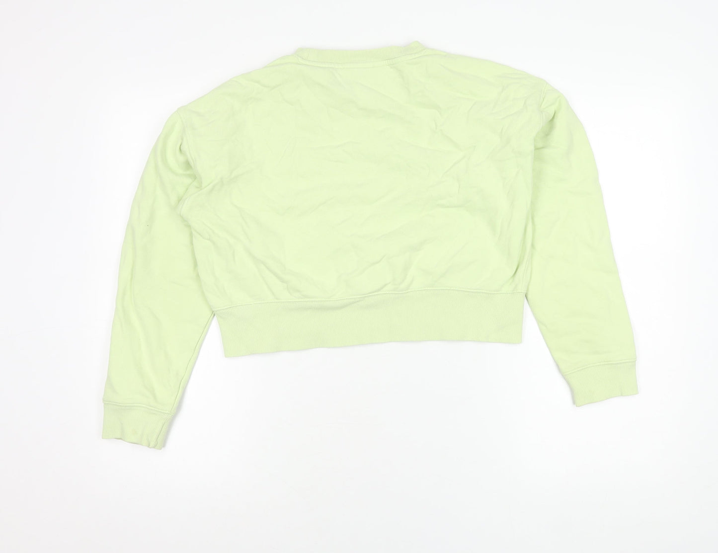 Monki Womens Green XS Sweatshirt Crew Neck Cotton Casual