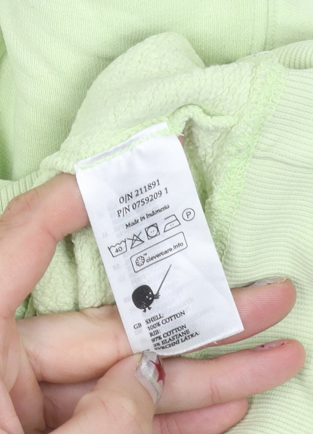 Monki Womens Green XS Sweatshirt Crew Neck Cotton Casual