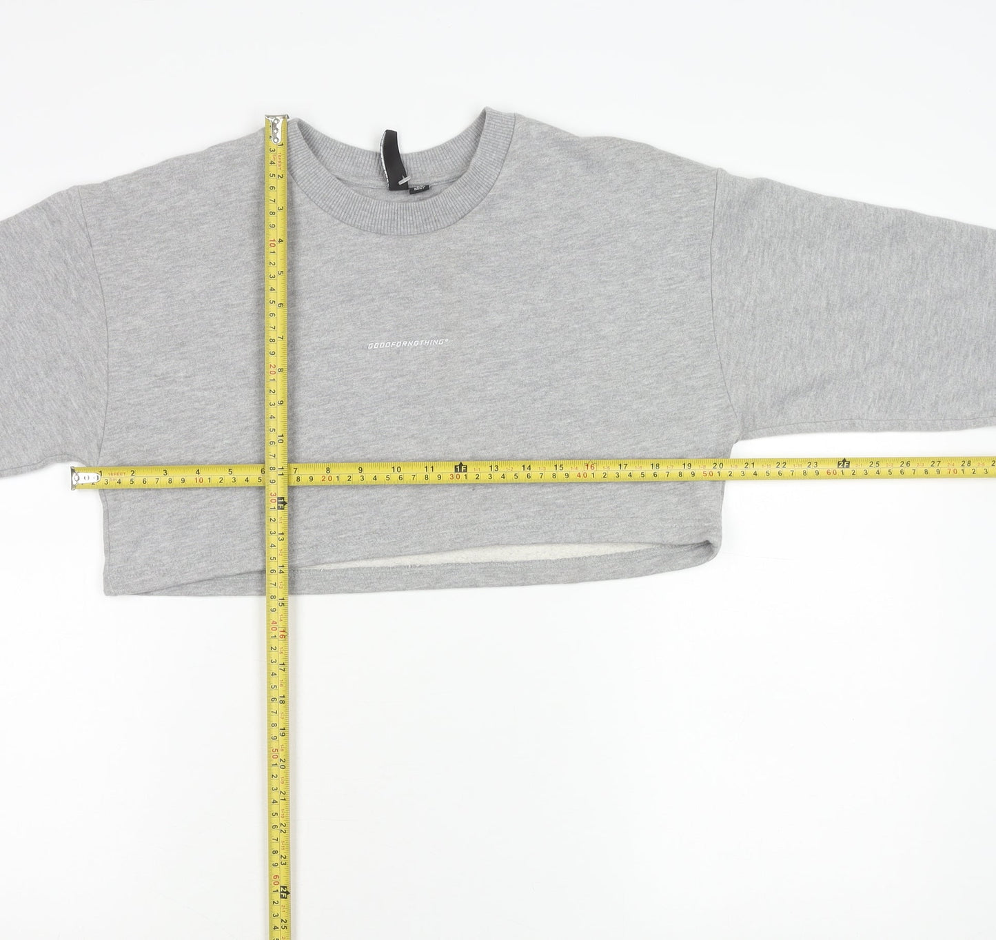 Good For Nothing Womens Grey Cotton Cropped Sweatshirt Size S