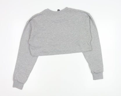 Good For Nothing Womens Grey Cotton Cropped Sweatshirt Size S