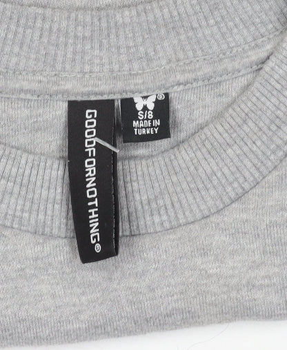 Good For Nothing Womens Grey Cotton Cropped Sweatshirt Size S