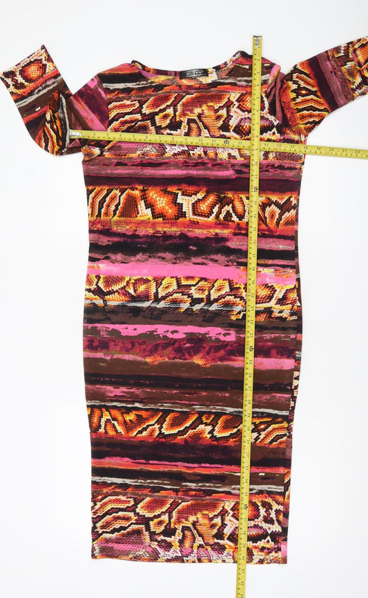 Zuppe Women’s Multicoloured Animal Print Bodycon Midi Dress Size 2