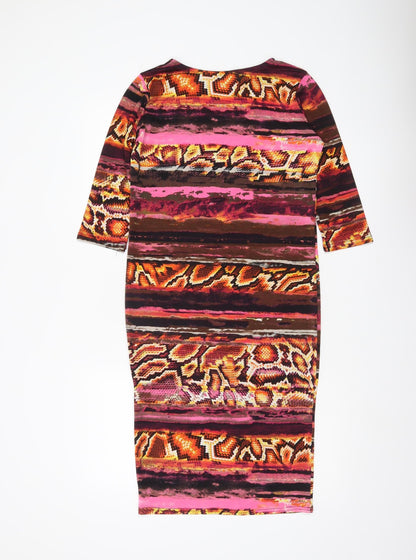 Zuppe Women’s Multicoloured Animal Print Bodycon Midi Dress Size 2