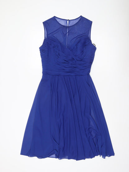 Alfred Sung Women Blue Size 10 A-Line Sleeveless Knee Length Dress