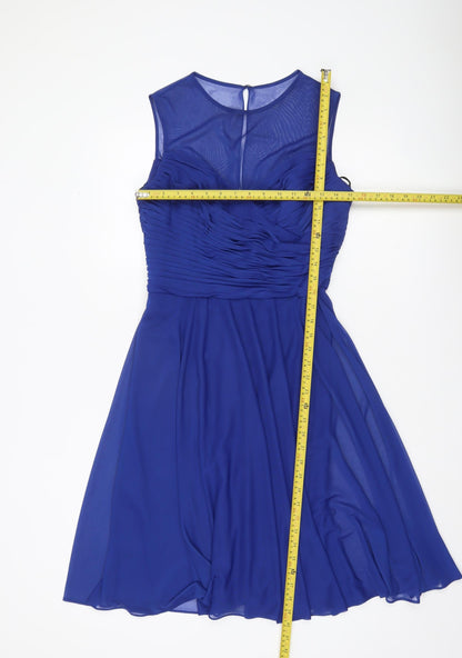 Alfred Sung Women Blue Size 10 A-Line Sleeveless Knee Length Dress