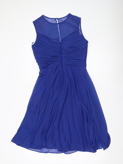 Alfred Sung Women Blue Size 10 A-Line Sleeveless Knee Length Dress