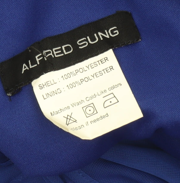 Alfred Sung Women Blue Size 10 A-Line Sleeveless Knee Length Dress
