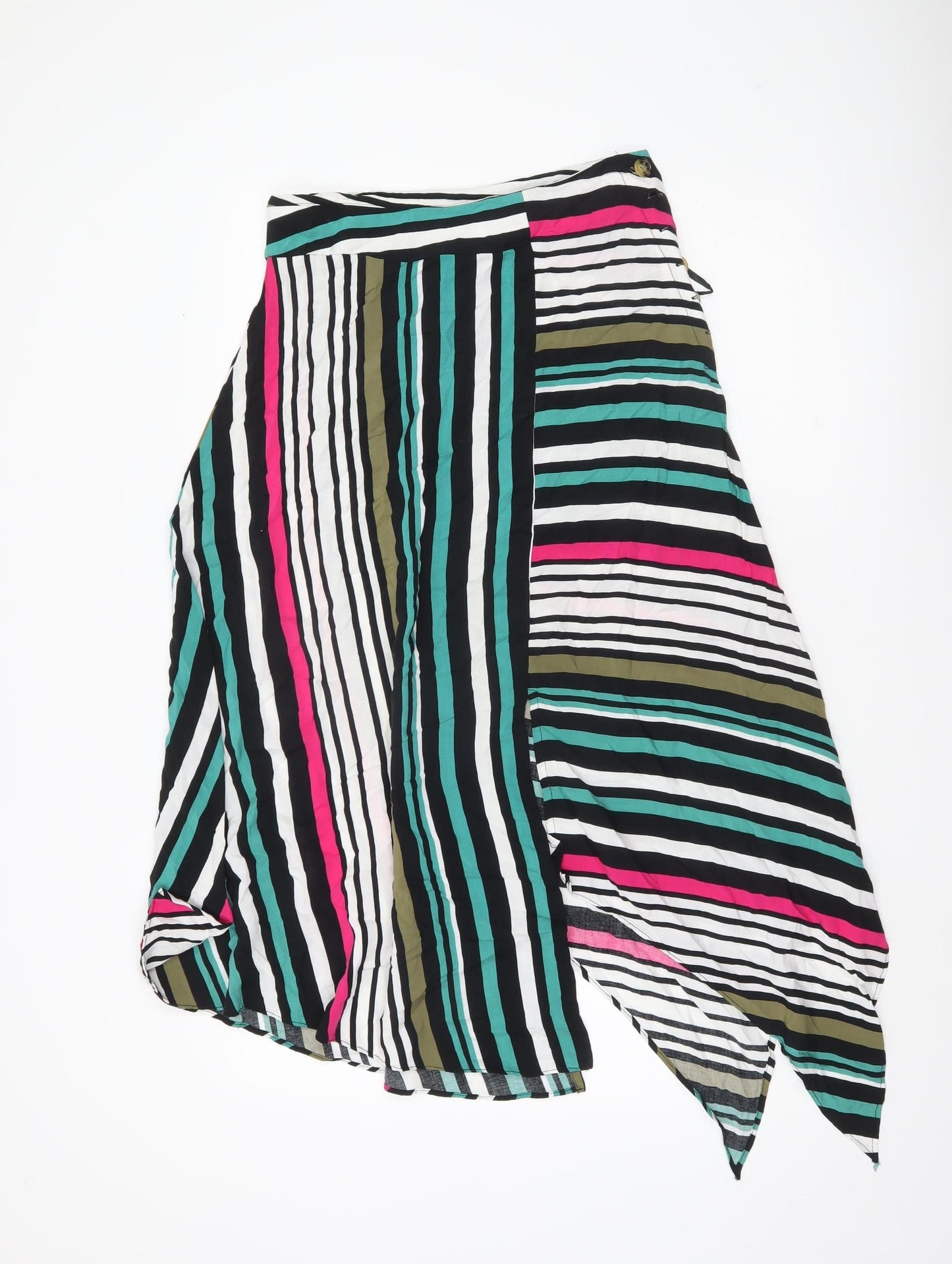 Dorothy Perkins Women’s Multicoloured Striped Wrap Midi Skirt Size 10