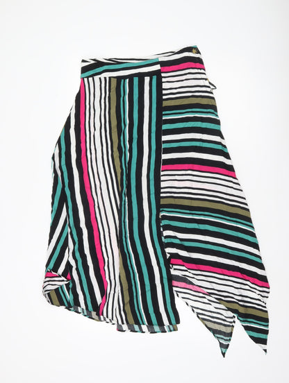 Dorothy Perkins Women’s Multicoloured Striped Wrap Midi Skirt Size 10