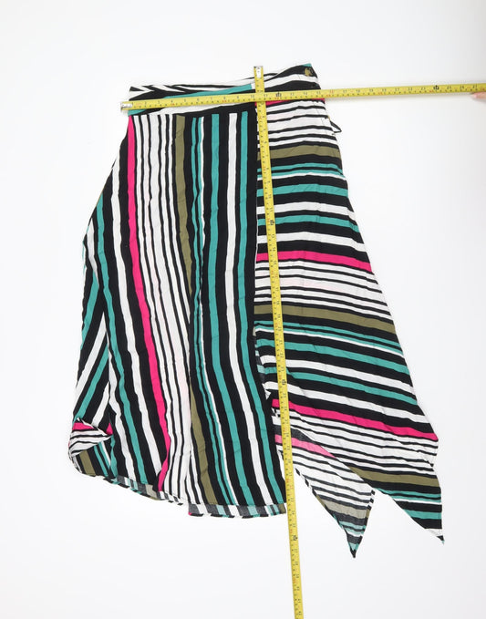Dorothy Perkins Women’s Multicoloured Striped Wrap Midi Skirt Size 10