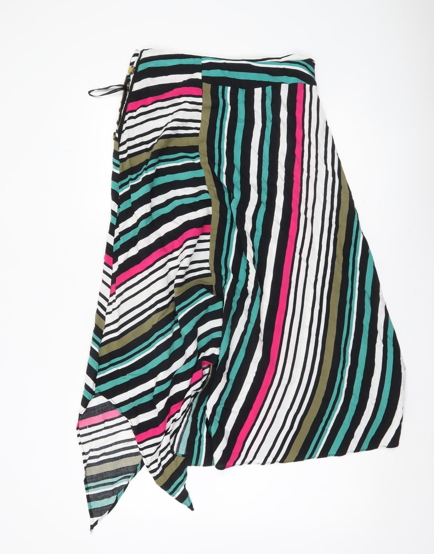 Dorothy Perkins Women’s Multicoloured Striped Wrap Midi Skirt Size 10