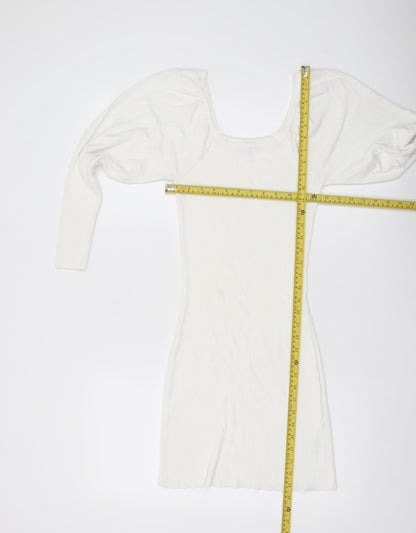ASOS Women’s White Bodycon Puff Sleeve Mini Dress Size 8