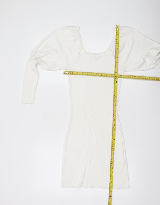 ASOS Women’s White Bodycon Puff Sleeve Mini Dress Size 8