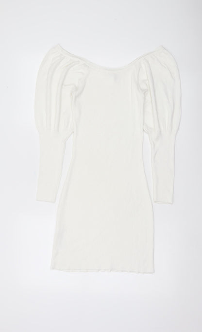 ASOS Women’s White Bodycon Puff Sleeve Mini Dress Size 8